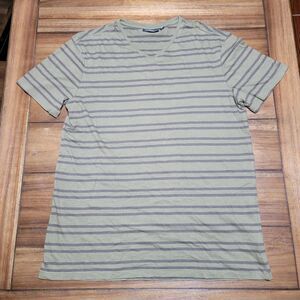 Marc Anthony SS Army Green / Dk Green Stripes V-Neck Tee - Size Large